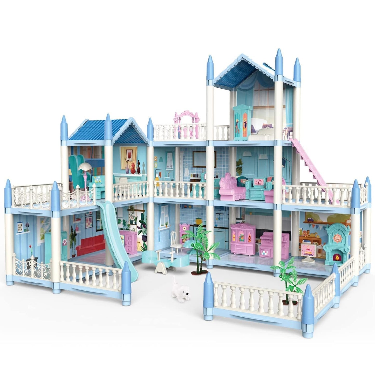 Happy Childhood Princess Dream House 9 Room Doll House Furniture and Accessories Set