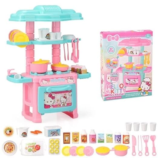 Hello Kitty Miniature Plastic Kitchen Set - 47 pieces Pretend play Set