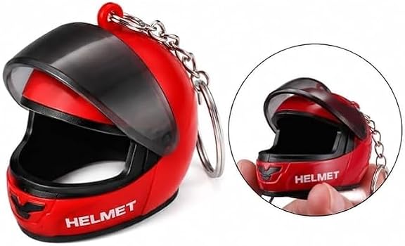 Helmet Keychain, Cute Compact and Super Bright, Flip Mini Motorcycle Helmet Keychain with Movable Visor, Easy to Carry Any 1