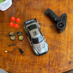 High-Speed 1:16 Remote Control GTR Style Drift Racing Car - Gunmetal Grey Edition with Extra Tires