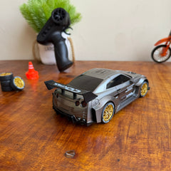 High-Speed 1:16 Remote Control GTR Style Drift Racing Car - Gunmetal Grey Edition with Extra Tires