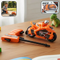 High Speed Pull Back Motorcycle Toy with Launcher Gun Friction-Powered Racing Bike for Kids | Durable Indoor Outdoor Action Playset
