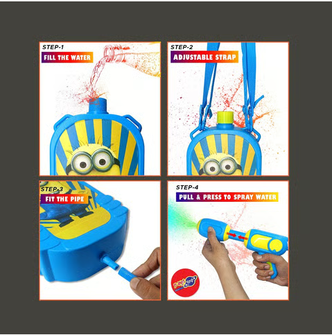 Holi Pressure Water Gun Pichkari Tank Backpack-1.5 Litre Water Gun - Any 1 Random