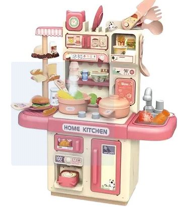 Home Kitchen Set Interactive Cooking Pretend Play Set for Kids-Realistic Water Sink and steam -Random Color