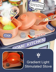 Home Kitchen Set Interactive Cooking Pretend Play Set for Kids-Realistic Water Sink and steam -Random Color