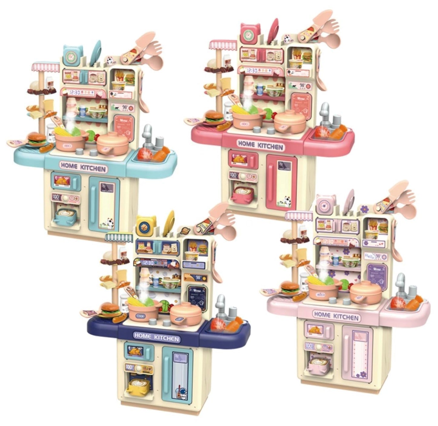Home Kitchen Set Interactive Cooking Pretend Play Set for Kids-Realistic Water Sink and steam -Random Color