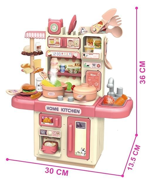 Home Kitchen Set Interactive Cooking Pretend Play Set for Kids-Realistic Water Sink and steam -Random Color