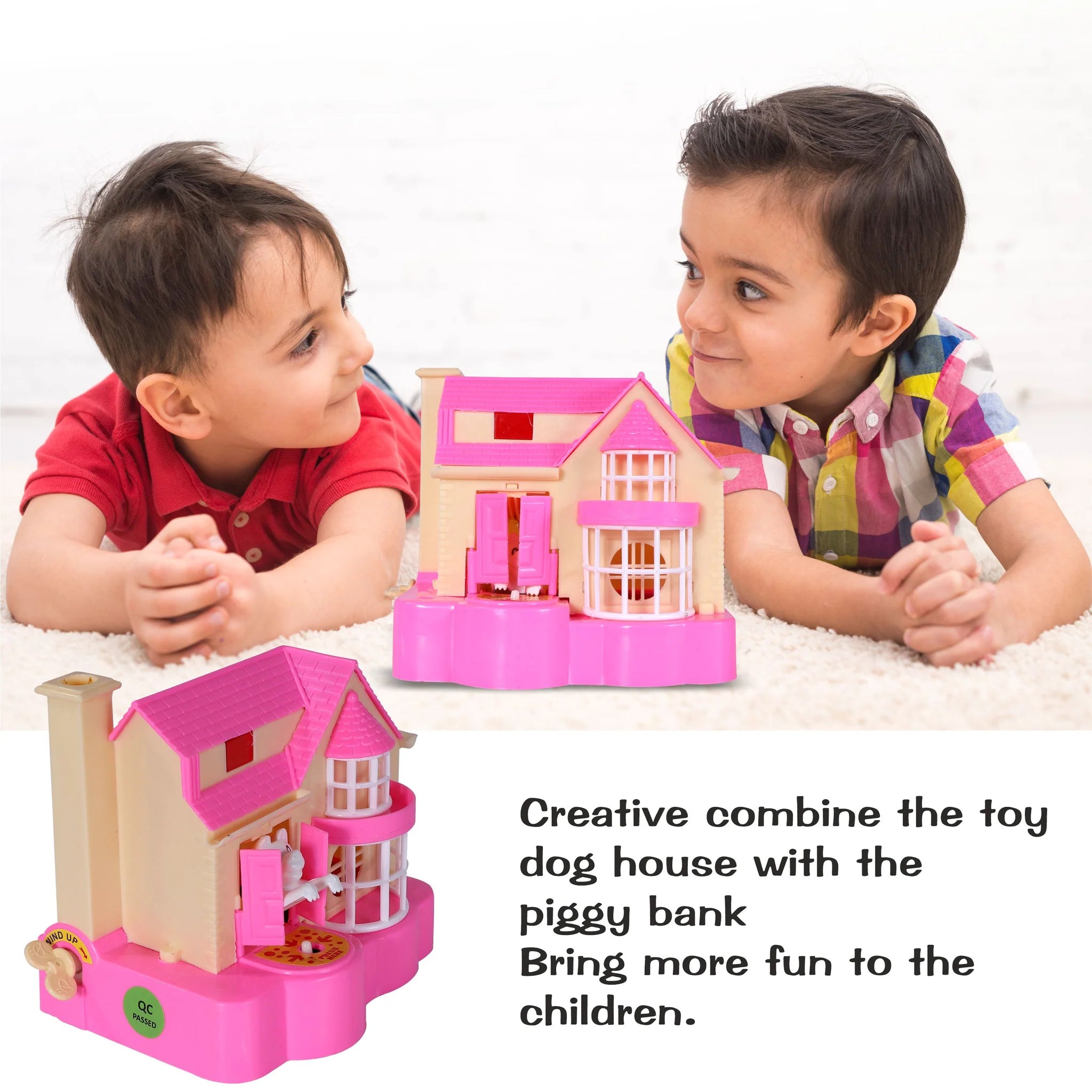 House Puppy Dog saving Bank for kids Coin Bank  (Pink)