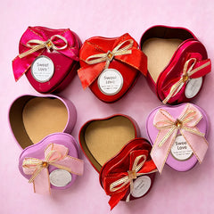 BIG Heart Shape Metal Tin Box- with bow -Any 1 color