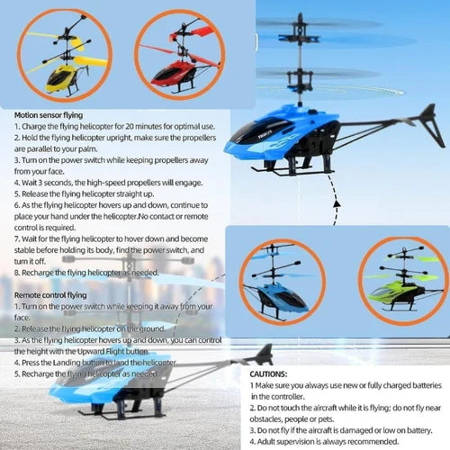 Induction Flying RC Helicopter - Remote Control with Charging Cable