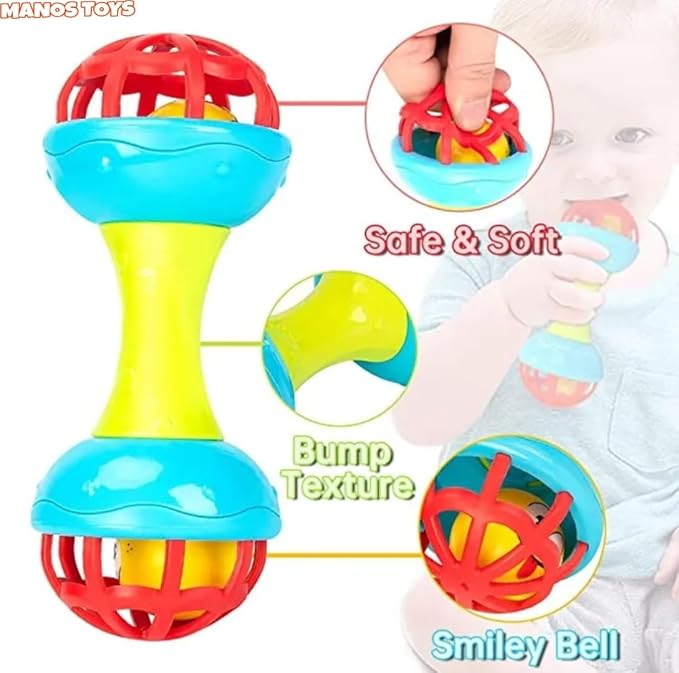Innovitoy 2 Pcs Non-Toxic Premium Soft Rattle Set with Teether for New Born Babies - 0 to 1 year