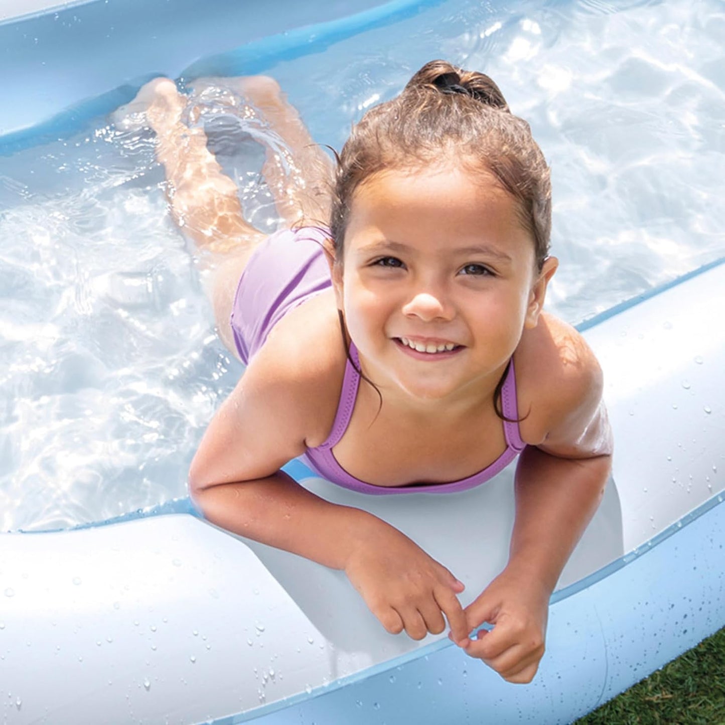 Intex Inflatable Rectangular swimming Pool, Multi Color - 5.45 ft × 3.28 ft × 0.92 ft
