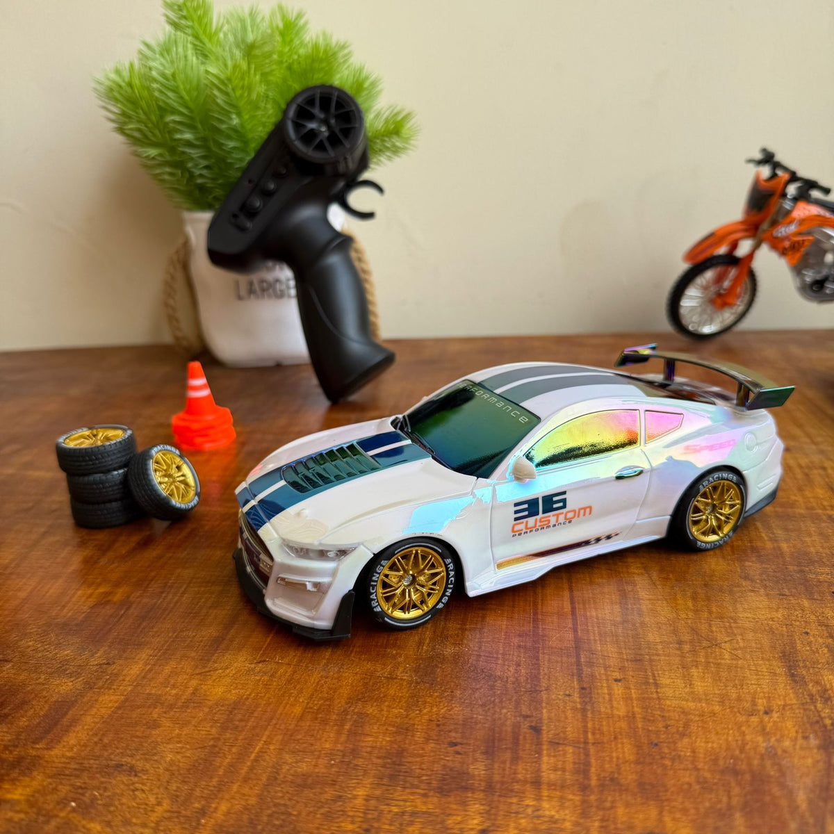 Iridescent Pearl White RC Drift Car - 36 Custom Performance Edition Remote Control Racer