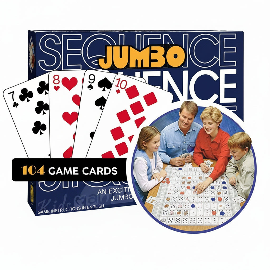 Jumbo Sequence Game With Playing Mat, Chips & Cards - Classic Family Party Game