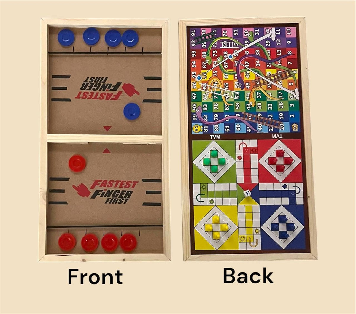 Jumbo size 3 in 1 String Hockey Table Board with Ludo and Snakes Ladders Game