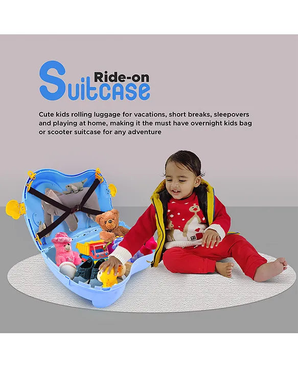 Kids Rideon Suitcase & Small Cabin Luggage Toys Storage - 18 liters Capacity- GREEN
