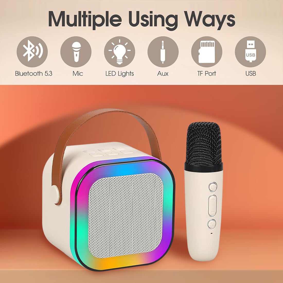 Karaoke Machine for Kids, Portable Bluetooth mike Speaker with Wireless Microphone