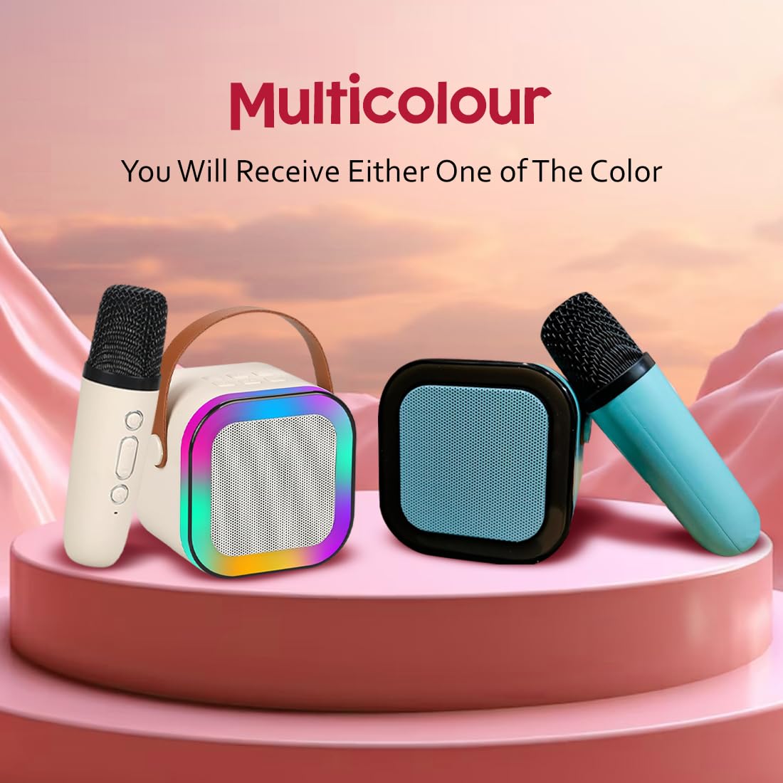 Karaoke Machine for Kids, Portable Bluetooth mike Speaker with Wireless Microphone