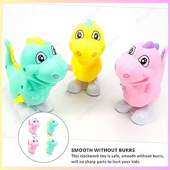 Key Operated Wind Up Toys Colourful Jumping Moving Toy - Rotating head - Dinosaur