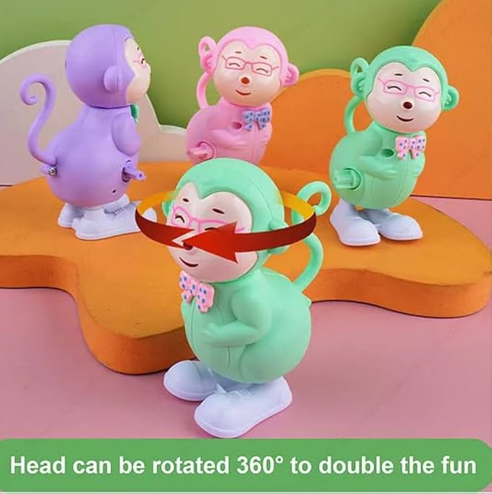 Key Operated Wind Up Toys Colourful Jumping Moving Toy - Rotating head - Monkey