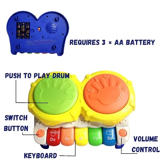 Keyboard Piano Drum with Flashing Lights & Music | Melodies Animal Sounds for Kids