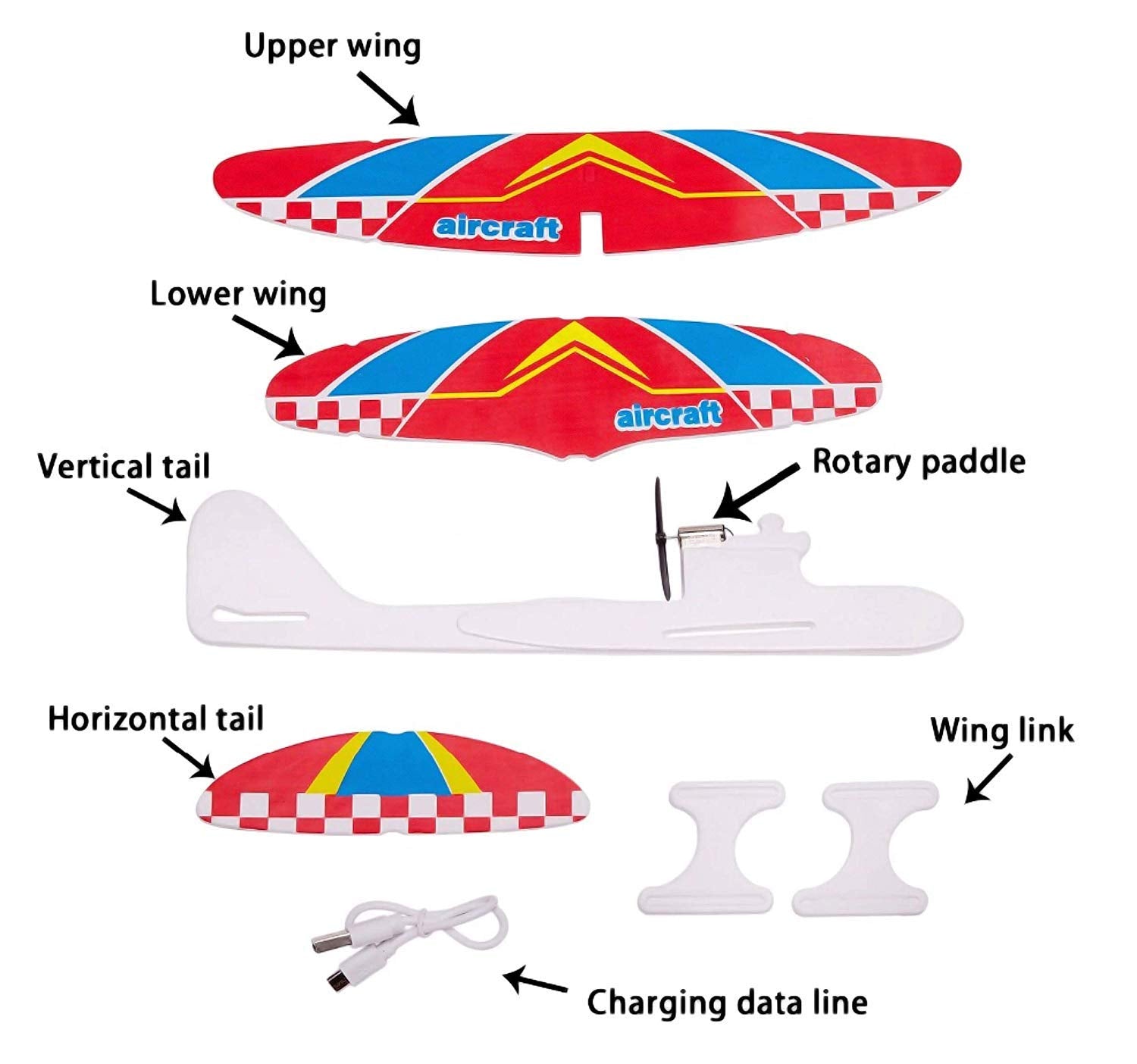 Kid's Hand Throw Power Motor Glider Flying Plane Foam Airplane Toy USB Charging, LED Light - Lightweight
