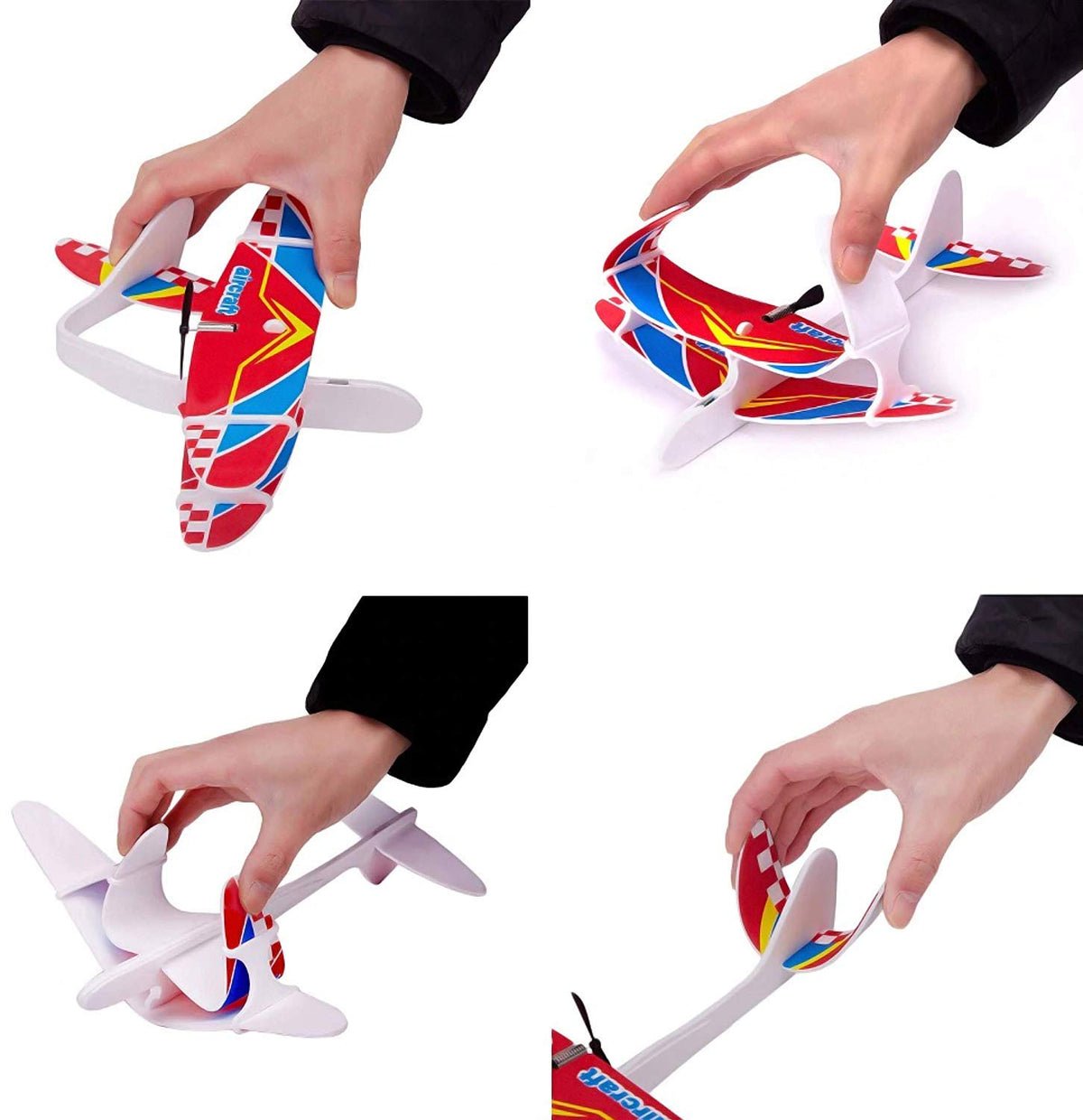 Kid's Hand Throw Power Motor Glider Flying Plane Foam Airplane Toy USB Charging, LED Light - Lightweight
