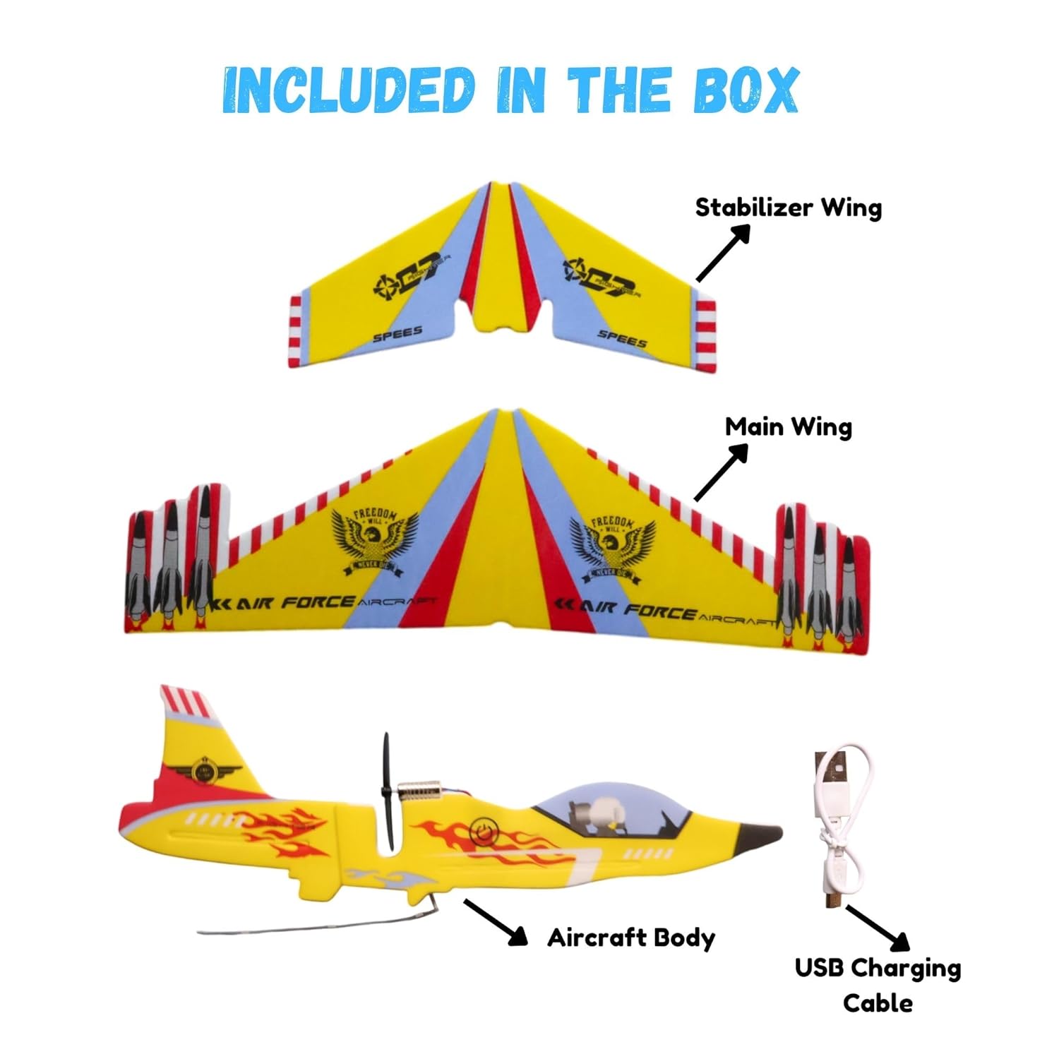 Kid's Hand Throw Power Motor Glider Flying Plane Foam Airplane Toy USB Charging, LED Light - Lightweight