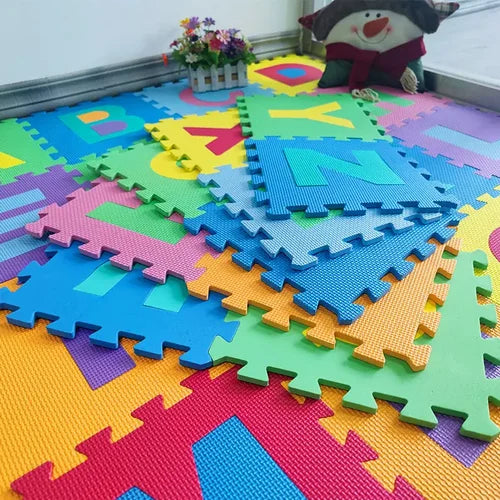 Large - Kids Alphanumeric EVA MAT Puzzle - Pack of 36 Pieces Multicolor 15*15cm per tile