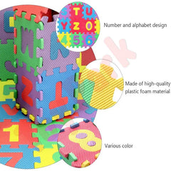 Medium - Kids Alphanumeric EVA MAT Puzzle - Pack of 36 Pieces Multicolor 10*10cm per tile