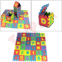 Medium - Kids Alphanumeric EVA MAT Puzzle - Pack of 36 Pieces Multicolor 10*10cm per tile