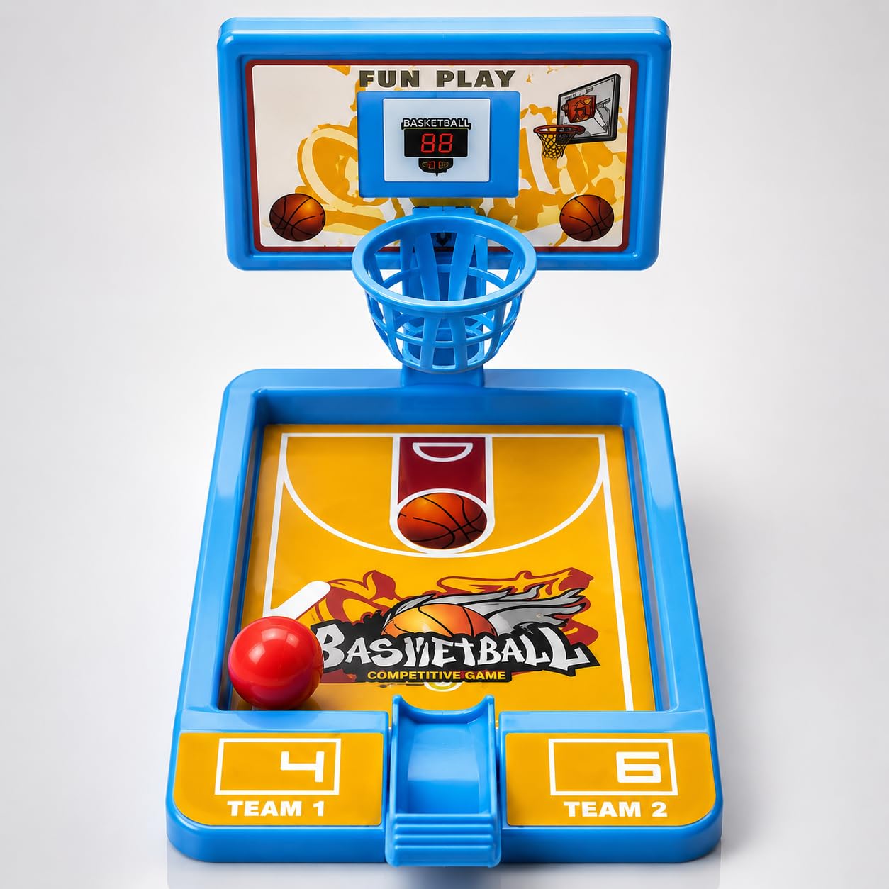Kids Basketball Set with Adjustable Stand & Table Board Game -Multicolor