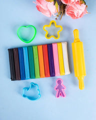Kids Clay Moulding Kit - 12 color Clay with 3 Moulds