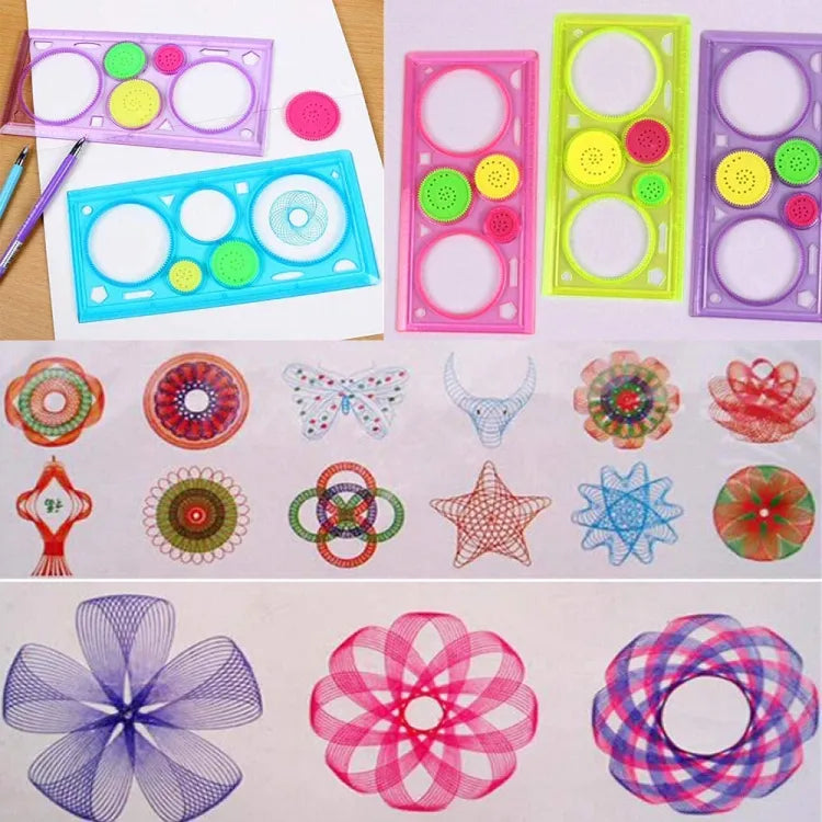 Kids Design Ruler Scale Spirograph Drawing Set - Best For Birthday Return Gift