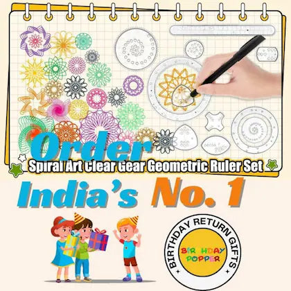 Kids Design Ruler Scale Spirograph Drawing Set - Best For Birthday Return Gift