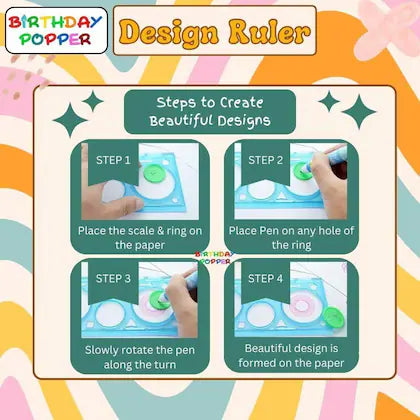 Kids Design Ruler Scale Spirograph Drawing Set - Best For Birthday Return Gift