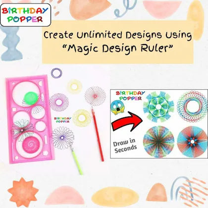 Kids Design Ruler Scale Spirograph Drawing Set - Best For Birthday Return Gift