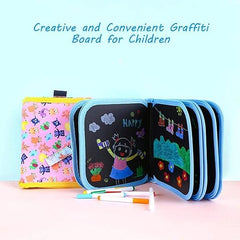 Kids Erasable Drawing Book | Reusable coloring Pads with 12 Watercolor Pens 14 pages- Random Model