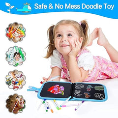 Kids Erasable Drawing Book | Reusable coloring Pads with 12 Watercolor Pens 14 pages- Random Model