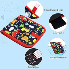 Kids Erasable Drawing Book | Reusable coloring Pads with 12 Watercolor Pens 14 pages- Random Model