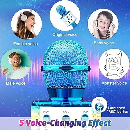 Kids Karaoke Microphone with Speaker | Wireless Bluetooth Mic for Singing | Rechargeable- Any 1