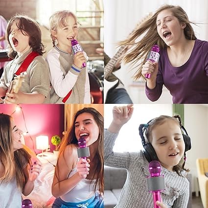 Kids Karaoke Microphone with Speaker | Wireless Bluetooth Mic for Singing | Rechargeable- Any 1