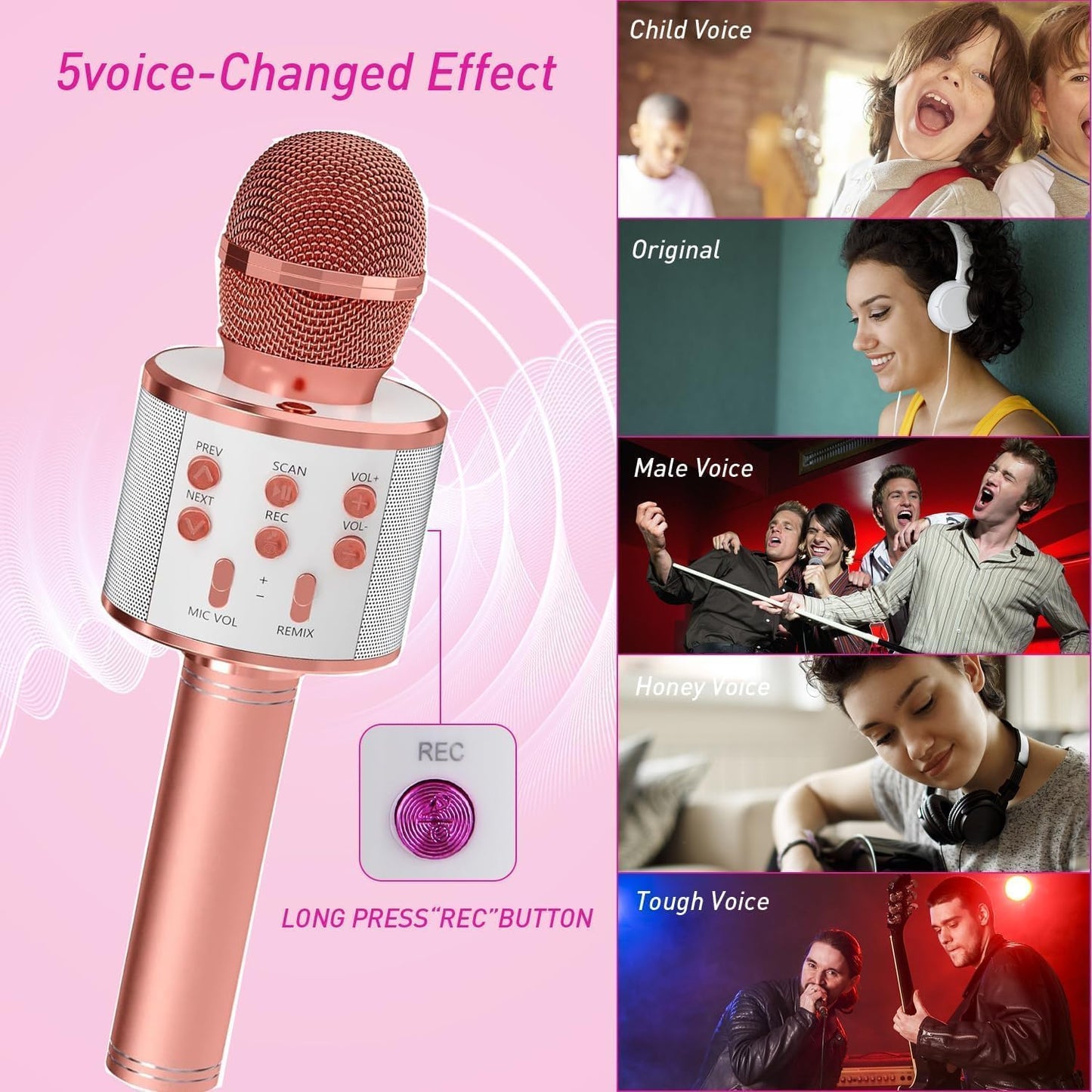 Kids Karaoke Microphone with Speaker | Wireless Bluetooth Mic for Singing | Rechargeable- Any 1
