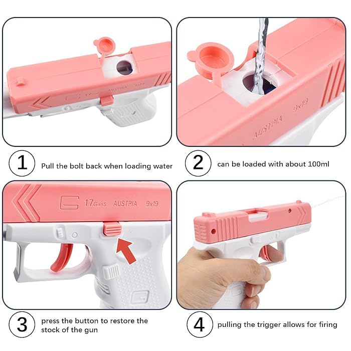 Buy Launcher Gun and Get 1 Pistol Water Gun Free | Water Prank Funny Game for Kids| Squirt Water Gun Toys | Non Electric Manual Water Gun