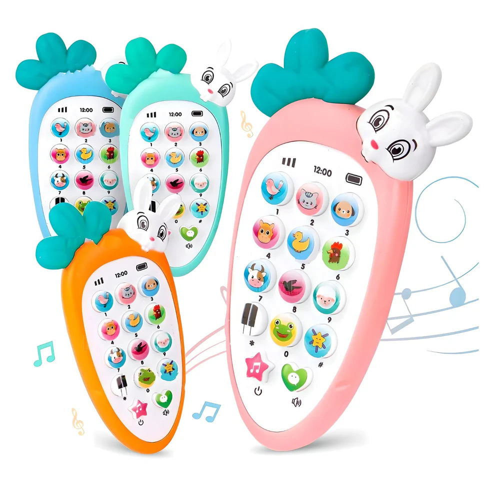 Kids Smart Mobile Phone Toy with Rabbit Design: Cordless, Musical Sounds, Smart Lights - Battery Operated, Ideal Birthday Gift for Boys and Girls (1 Pack