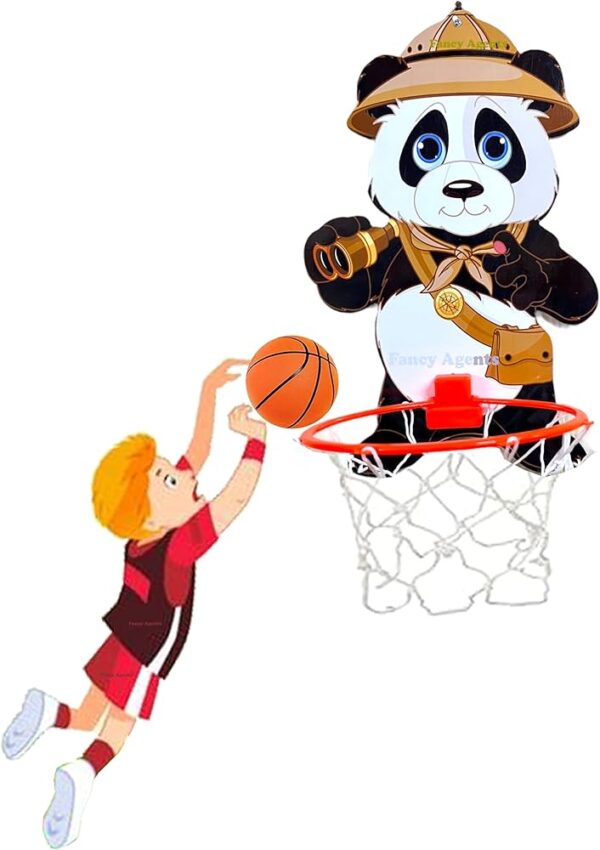 Kids Wall Mountable Basketball Set With One Ball Cartoon Design - small