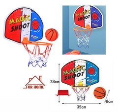 Kids Wall Mountable Basketball Set With One Ball Cartoon Design - small