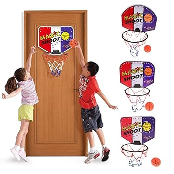 Kids Wall Mountable Basketball Set With One Ball Cartoon Design - small