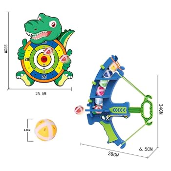 Kids Bow and Dart Board Toys with 3 Sticky Balls Indoor & Outdoor Toy Set - Random Animal