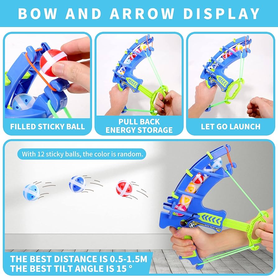 Kids Bow and Dart Board Toys with 3 Sticky Balls Indoor & Outdoor Toy Set - Random Animal